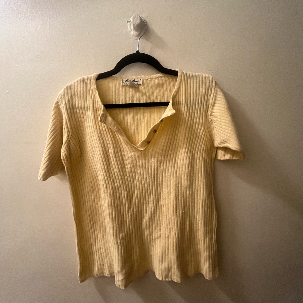 Eddie Bauer Yellow Ribbed Short Sleeve Top